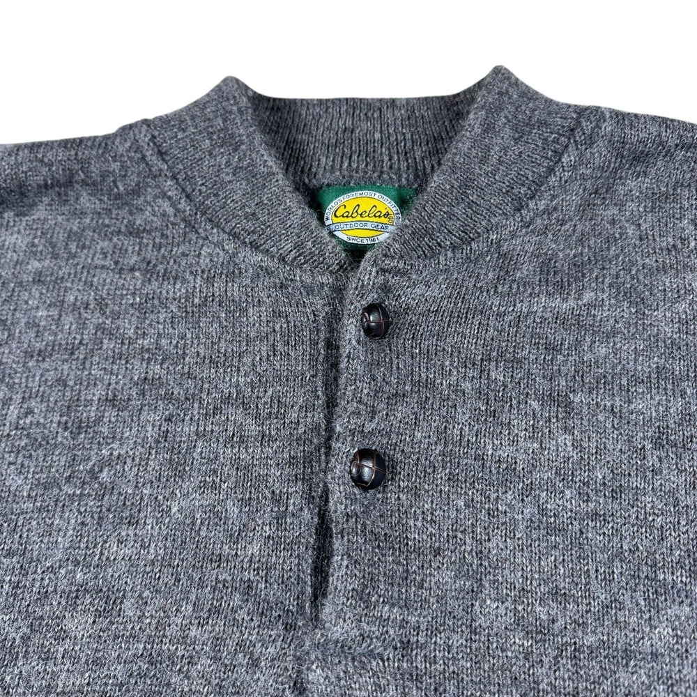 Vintage Cabelas Wool Sweater Mens 2XLT Henley Elbow Patch USA Made 90s Outdoor - Picture 4 of 7